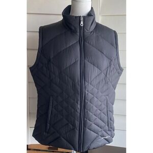 Eddie Bauer Vest Women XL Black Quilted Down Puffer Zip Lightweight‎ Outdoor New